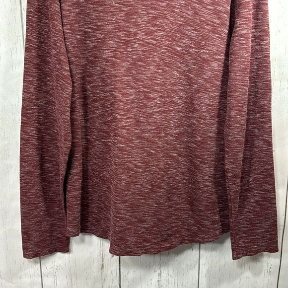 Vince Marled Burgundy Hooded Long Sleeve Top Minimalist Cozy Luxe Fall Street - Picture 8 of 16